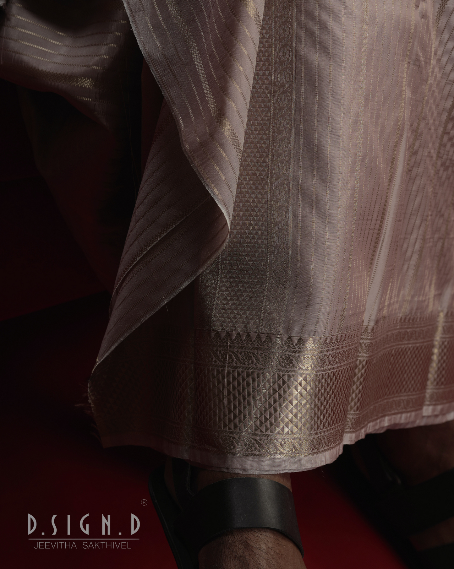 Rose Gold Fine silk dhoti Set - Bridal