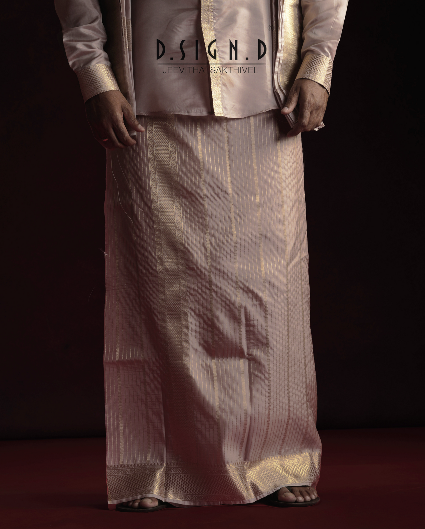 Rose Gold Fine silk dhoti Set - Bridal