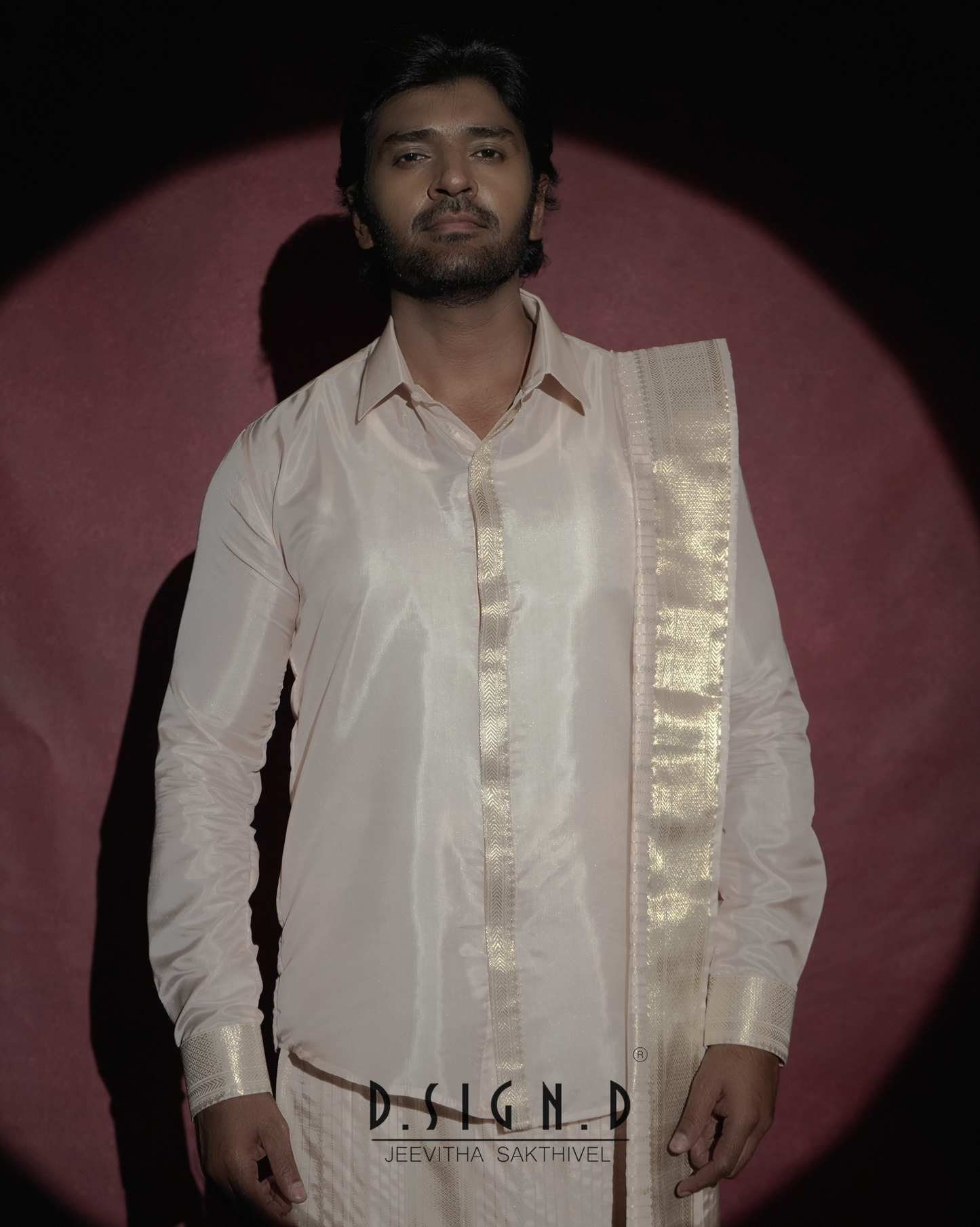 Soft Pink Fine silk dhoti Set - Bridal