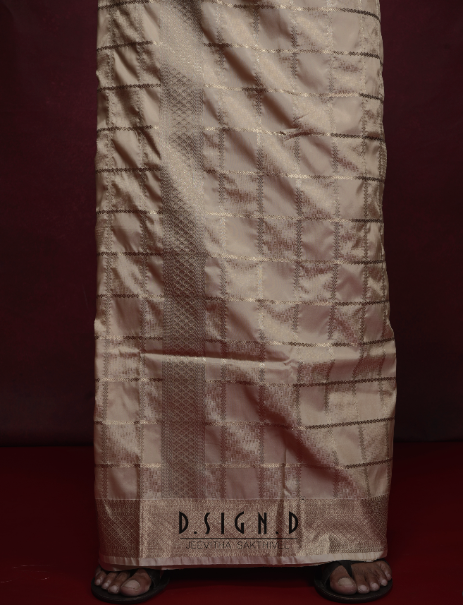 GOLD SIRU KATTAM SOFT SILK DHOTI SET