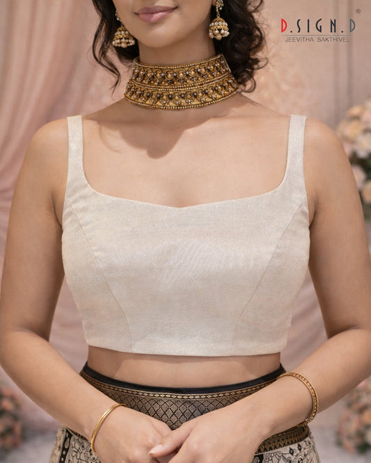 SUNDARI SLEEVELESS SIZE FLEX BLOUSE - SILVER