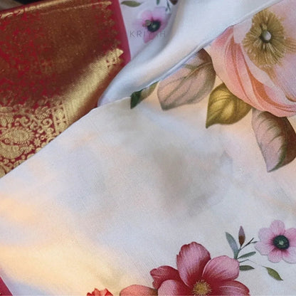 Floral Printed Kanjeevaram Silk Saree