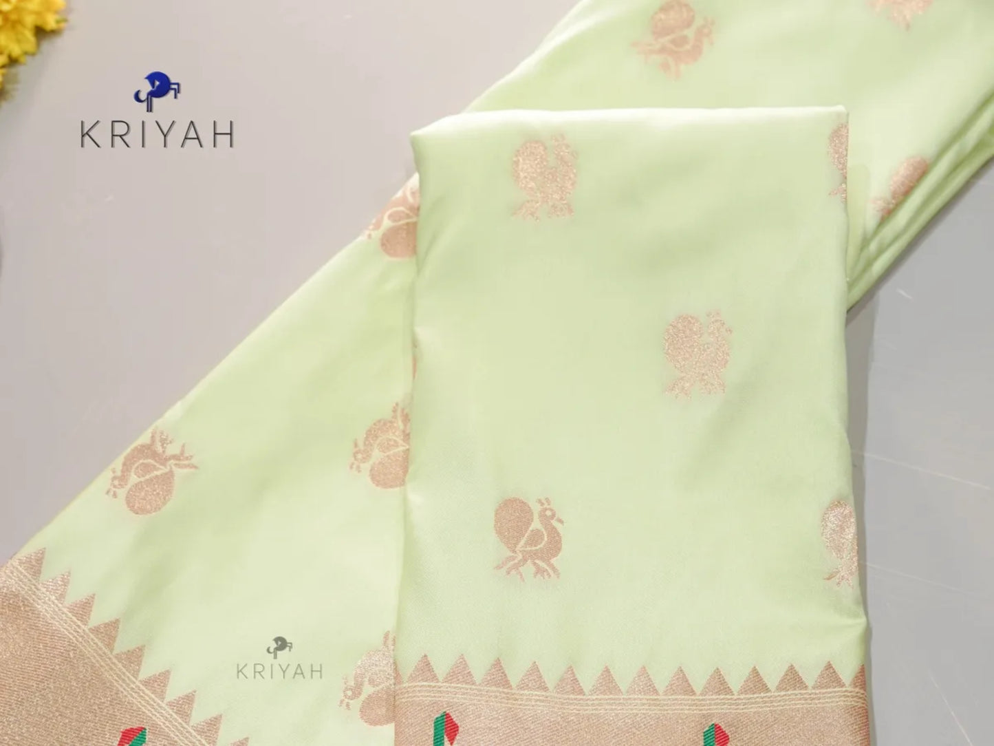 Pastel Green Paithani saree