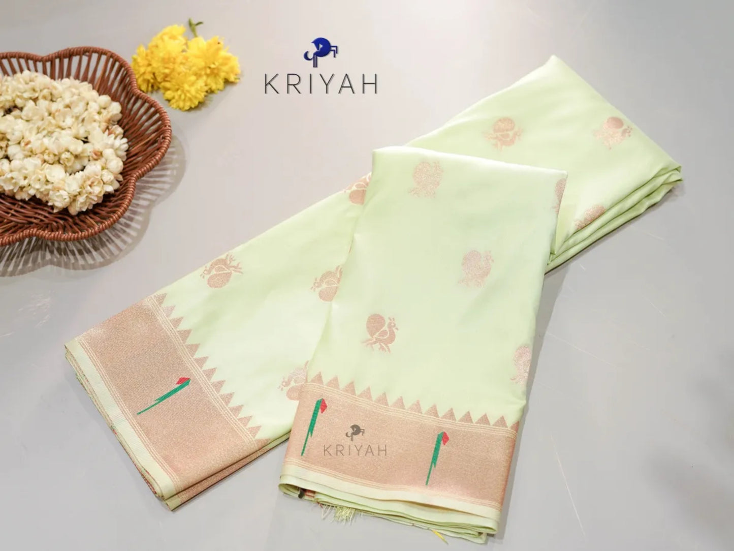 Pastel Green Paithani saree