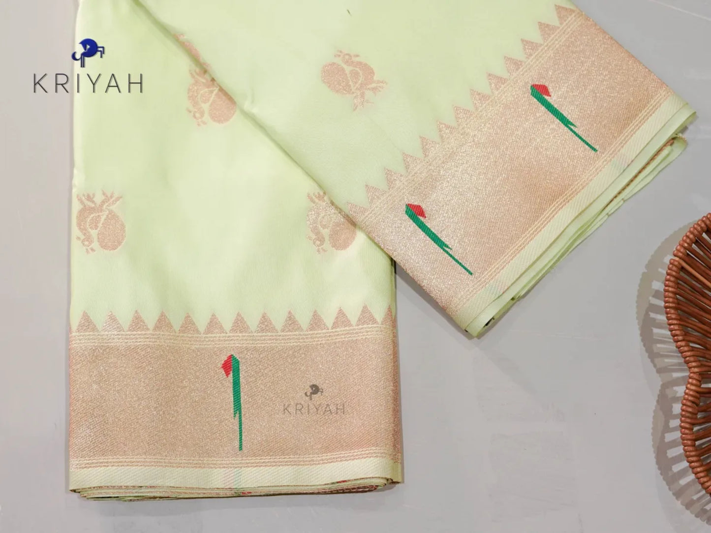 Pastel Green Paithani saree
