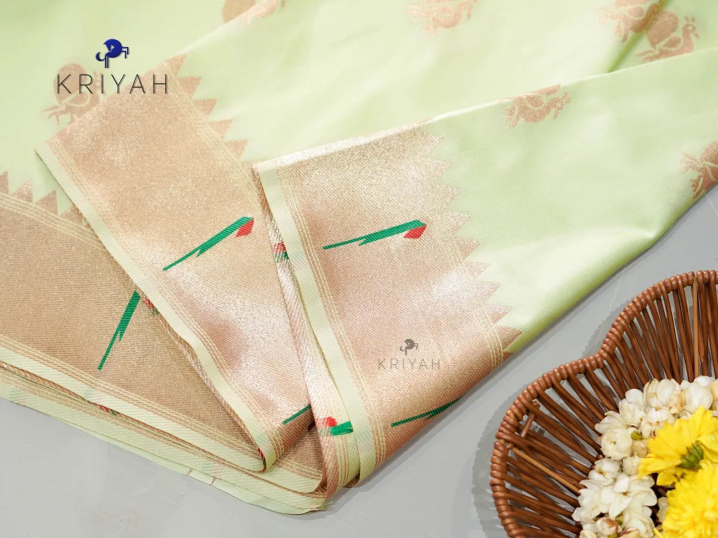 Pastel Green Paithani saree