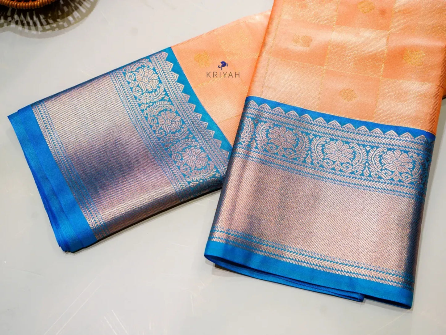 PEACH ORANGE ZARI KATTAM SAREE