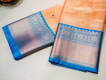 PEACH ORANGE ZARI KATTAM SAREE