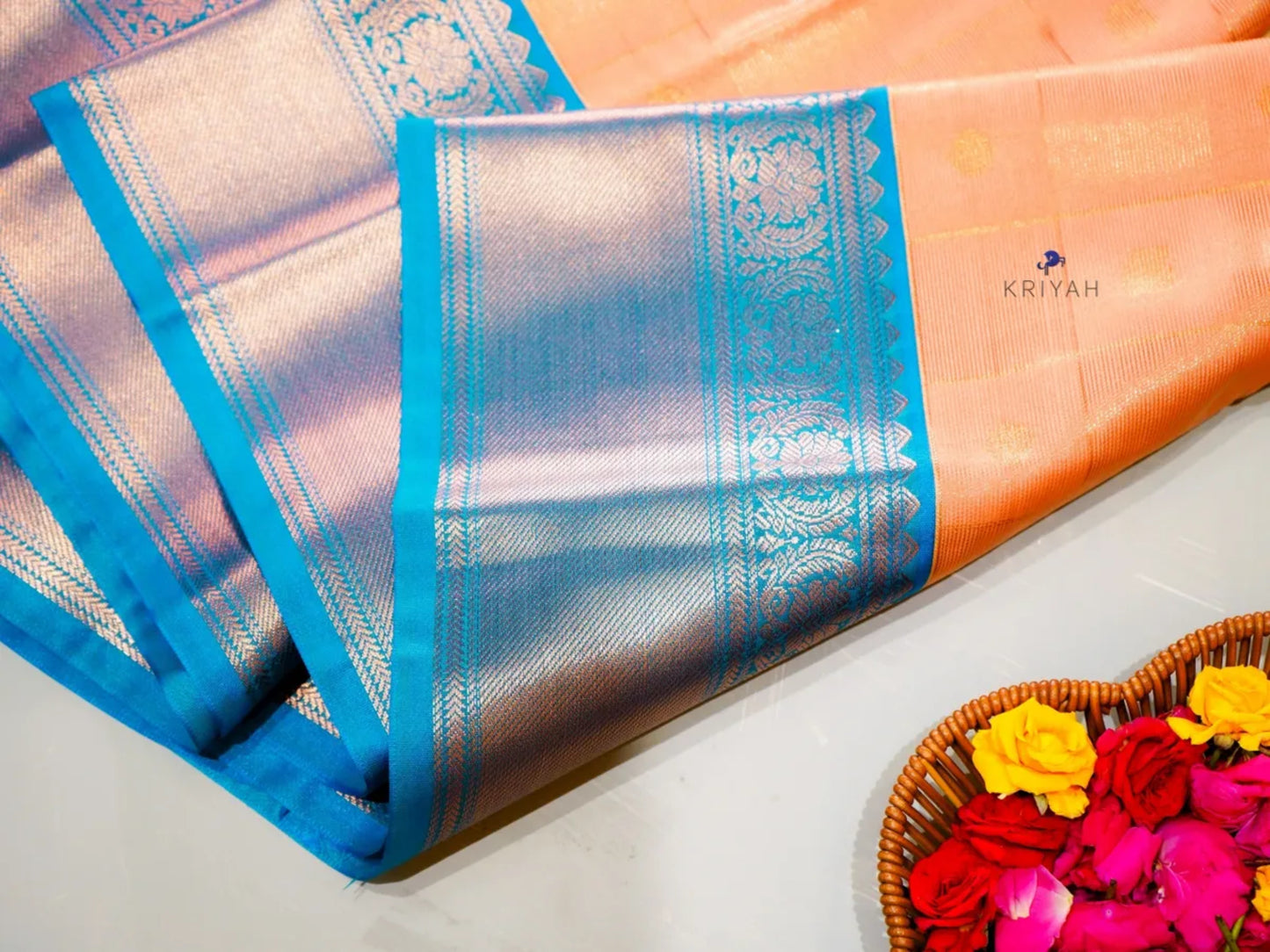PEACH ORANGE ZARI KATTAM SAREE