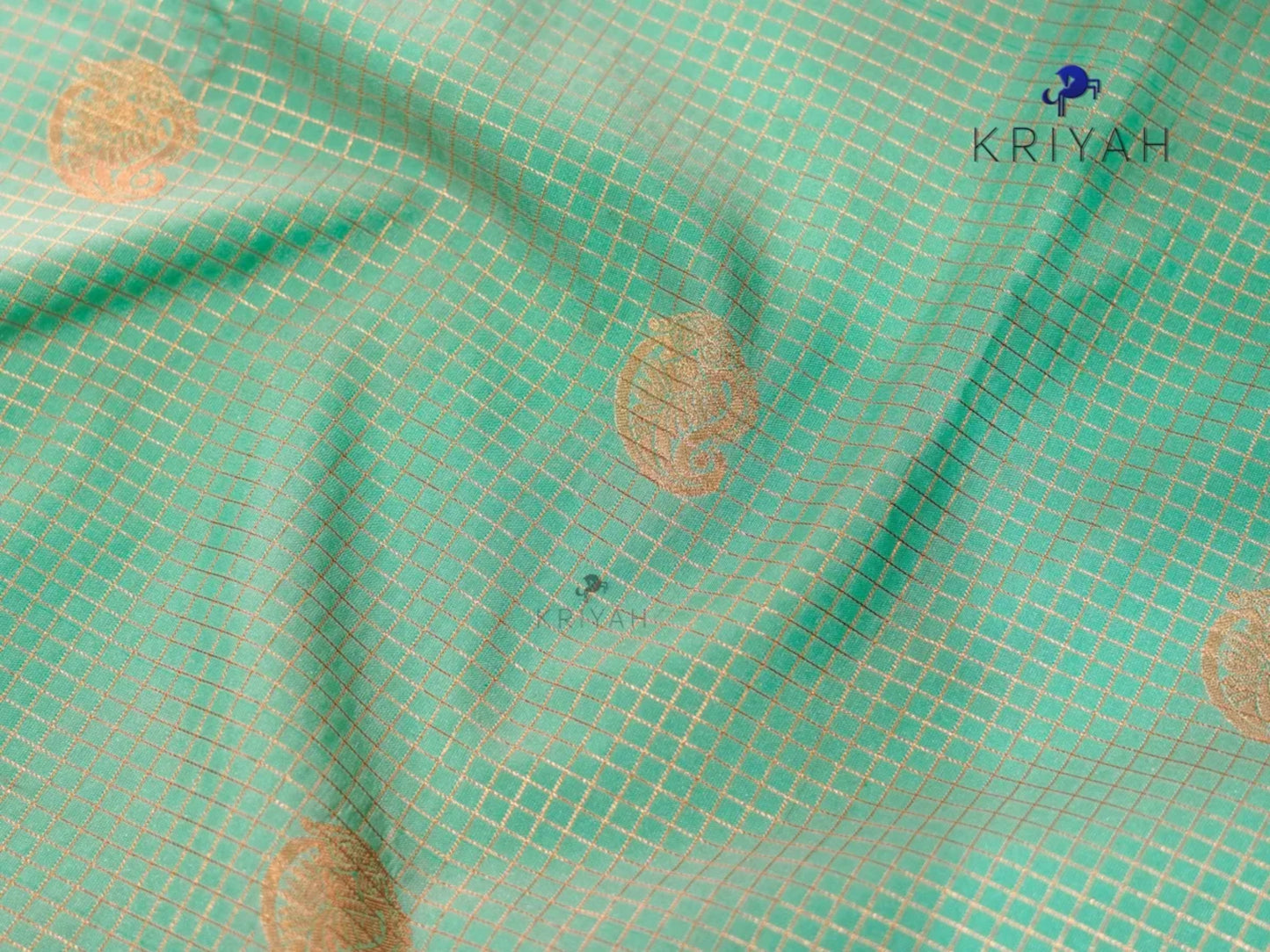 Turquoise Zari Kattam saree