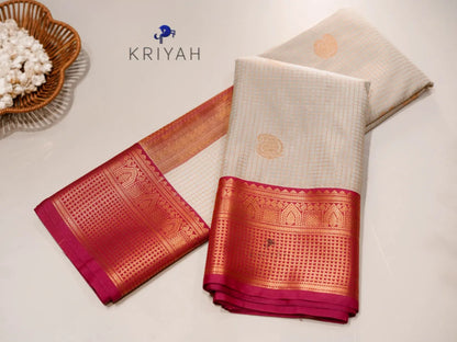Oyster Grey Zari Kattam saree