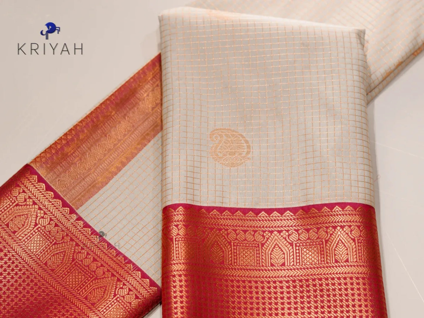Oyster Grey Zari Kattam saree