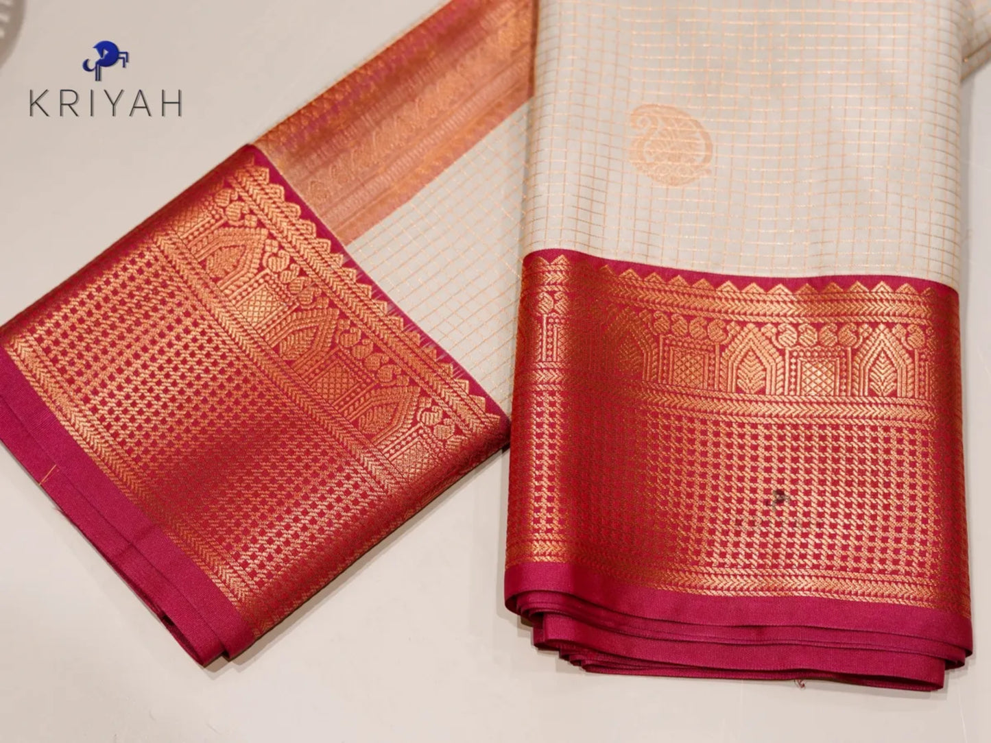 Oyster Grey Zari Kattam saree