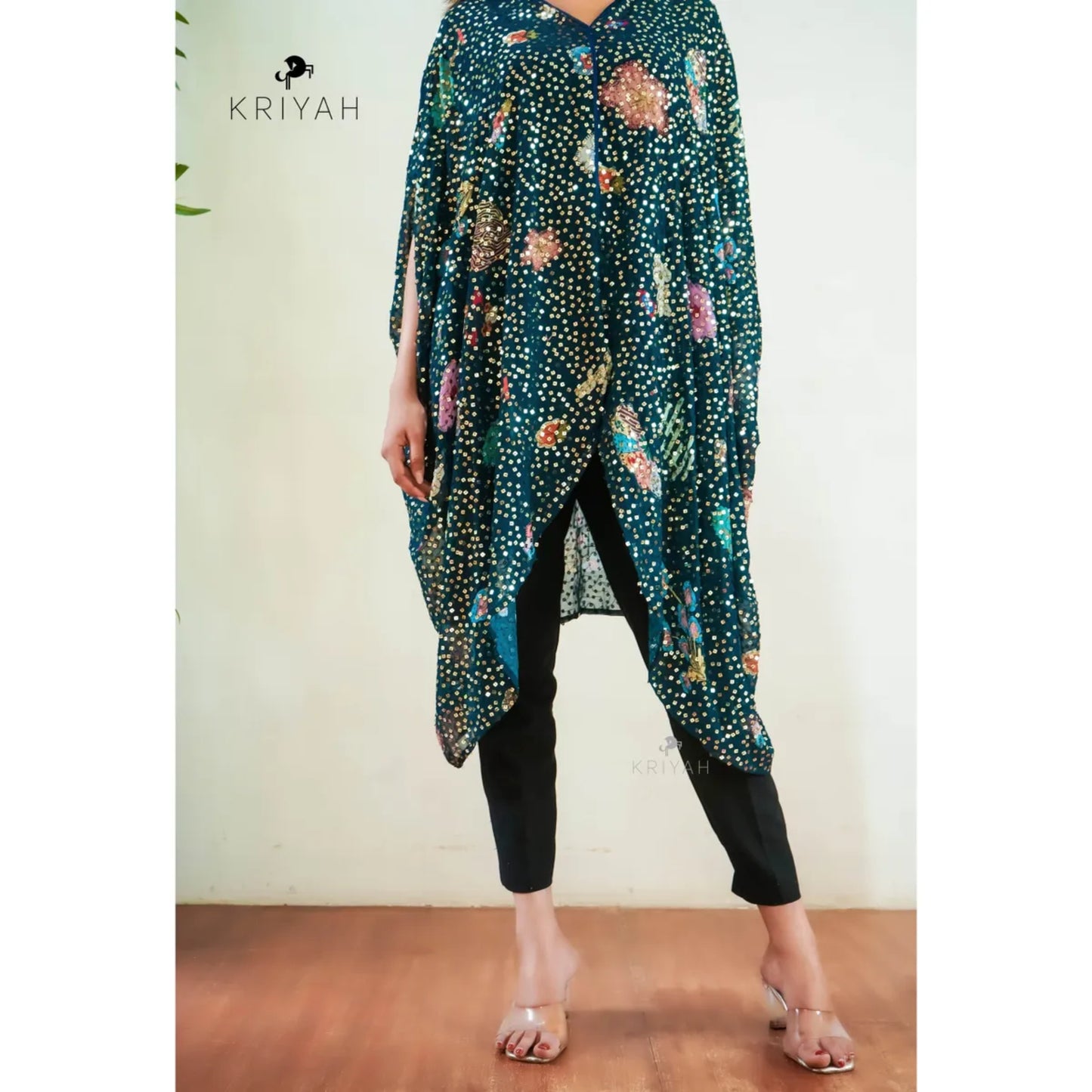 Teal Batwing Kaftan