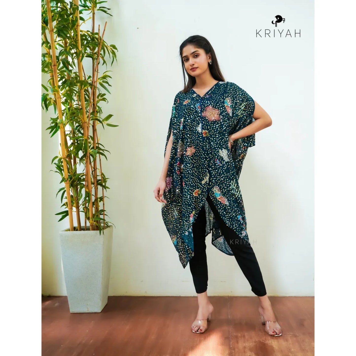 Teal Batwing Kaftan