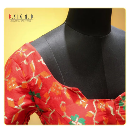 Red Banaras Size Flex blouse
