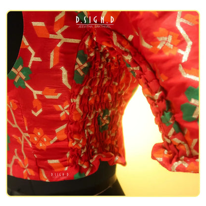 Red Banaras Size Flex blouse