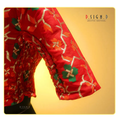 Red Banaras Size Flex blouse