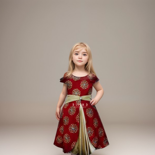 Red velvet gown