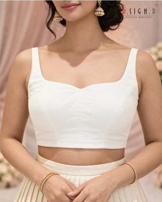 SUNDARI SLEEVELESS SIZE FLEX BLOUSE - WHITE