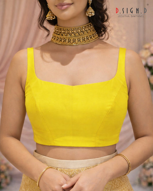 SUNDARI SLEEVELESS SIZE FLEX BLOUSE - YELLOW