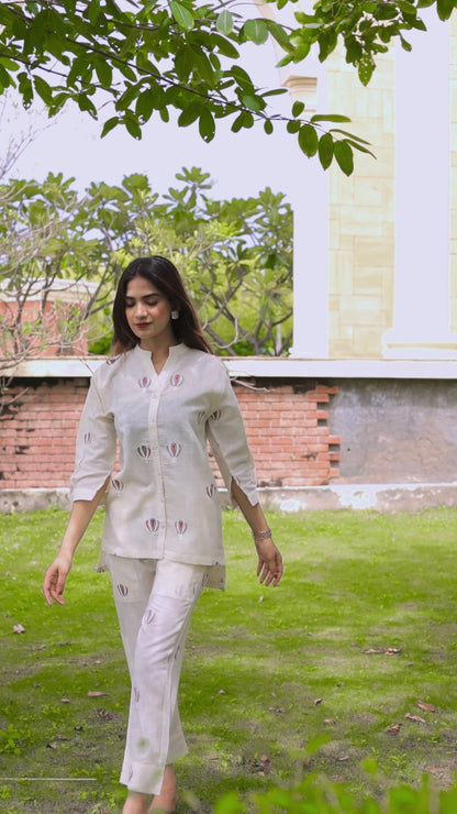 Linen blend ethnic co-ord set