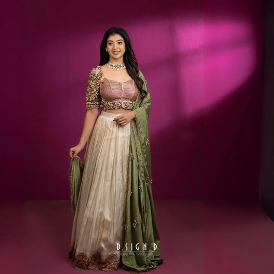 3D silk half saree