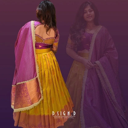 Mustard Silk Half Saree