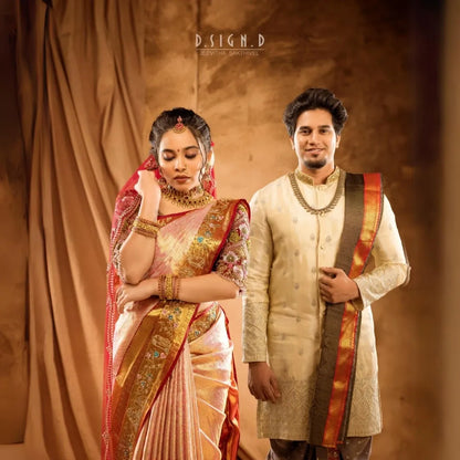 Ivory Embroidery kurta with embellished dhoti set