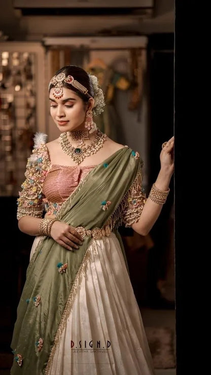 3D silk half saree