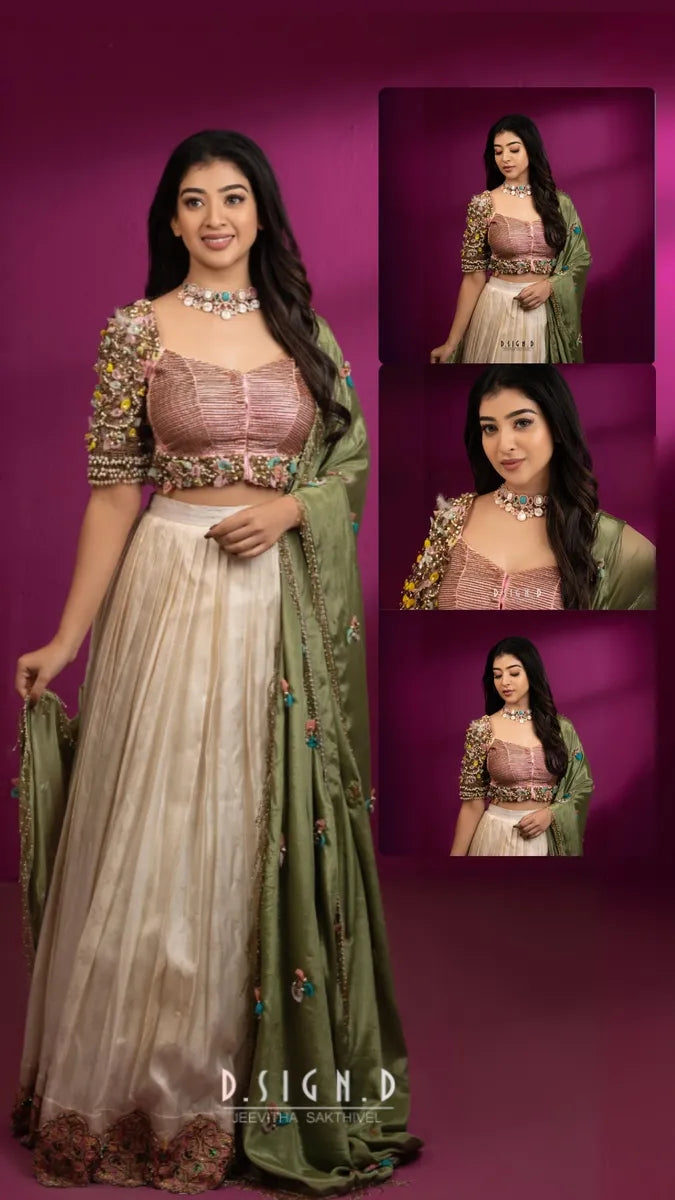 3D silk half saree