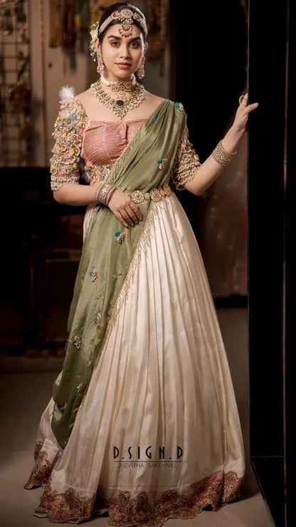 3D silk half saree