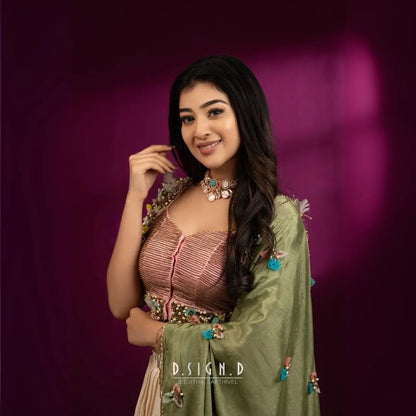 3D silk half saree