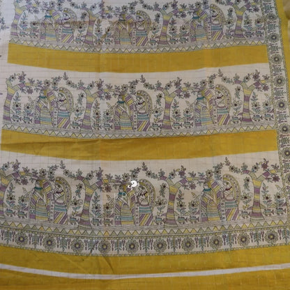 DOLA SILK SAREE WITH KALAMKARI PRINTS - Black Jamun