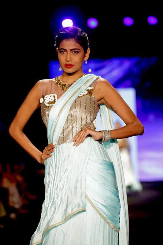 Powder Blue Saree Gown