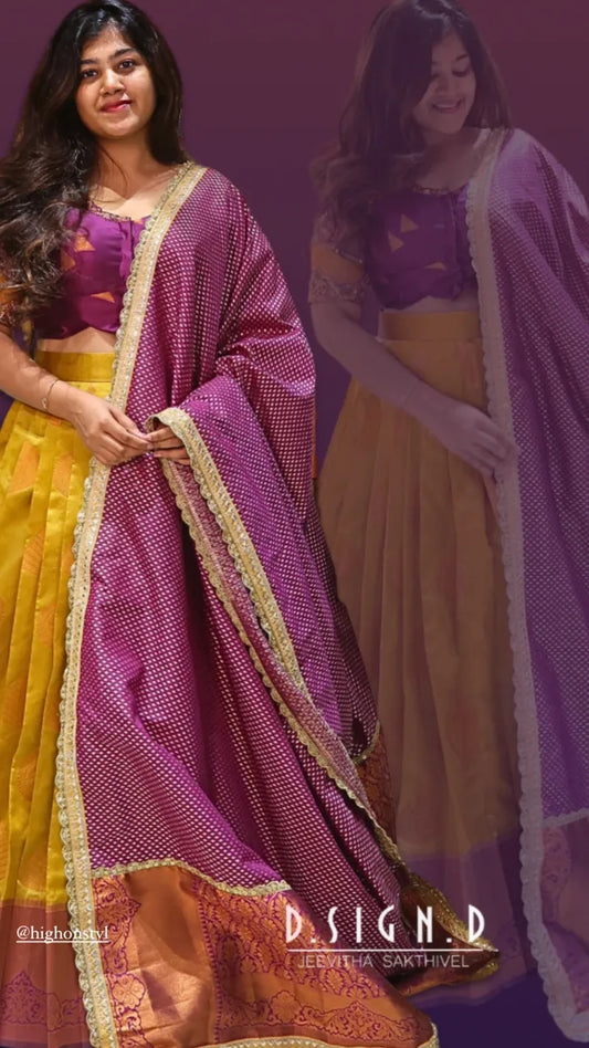 Mustard Silk Half Saree