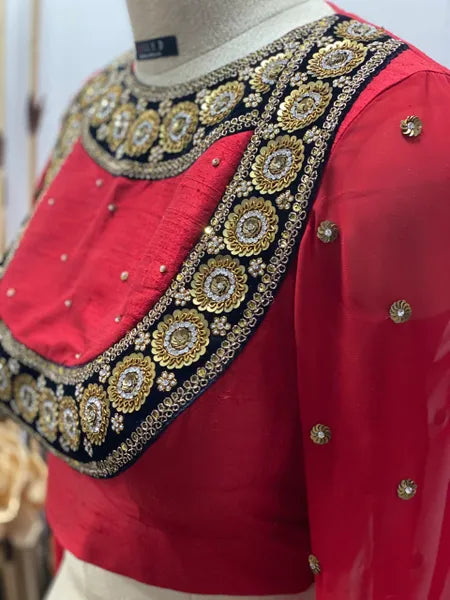 Red Raw silk Blouse