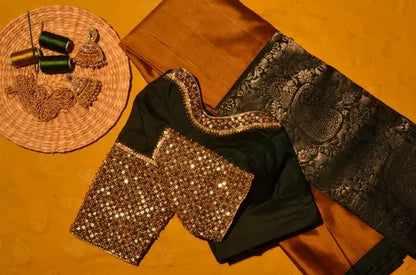 Forest Green French knot blouse